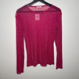NWT Belle Lovin Sparkly Pink Sheer Top Size XL Rave Festival Clubbing